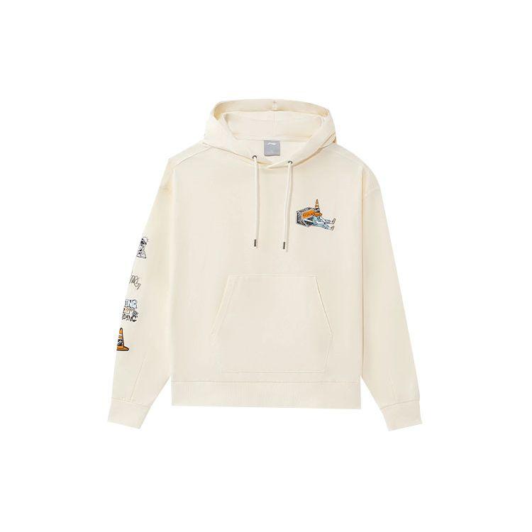 Свободный пуловер с капюшоном Li-Ning, серия скейтбордов, мужские топы Off-White AWDS177-3 XL white