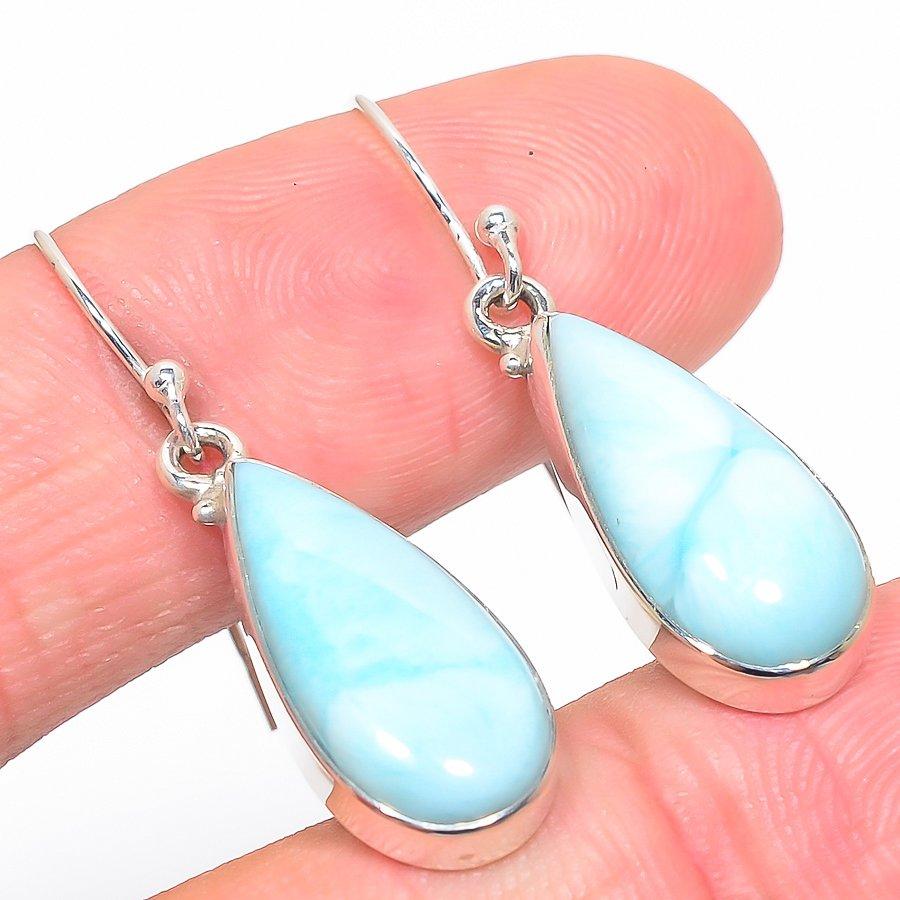 Серьги из чистого серебра 925 пробы с драгоценным камнем Natural Republic Larimar, 1,50 дюйма, Z3z34 white SterlingJewelryHub