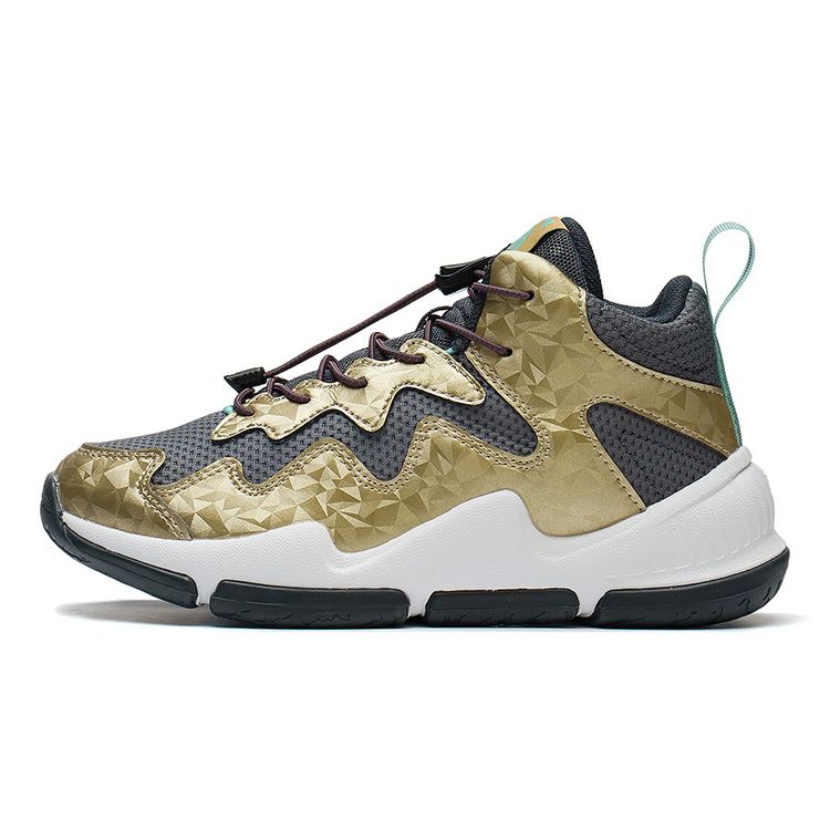 Баскетбольные кроссовки LiNing Youth Rebound Shock Absorbing Breathable Wear Resistance Non Slip Low Top Kids Basketball Shoes Black Gold YKBS088-1 34 beige Li-Ning