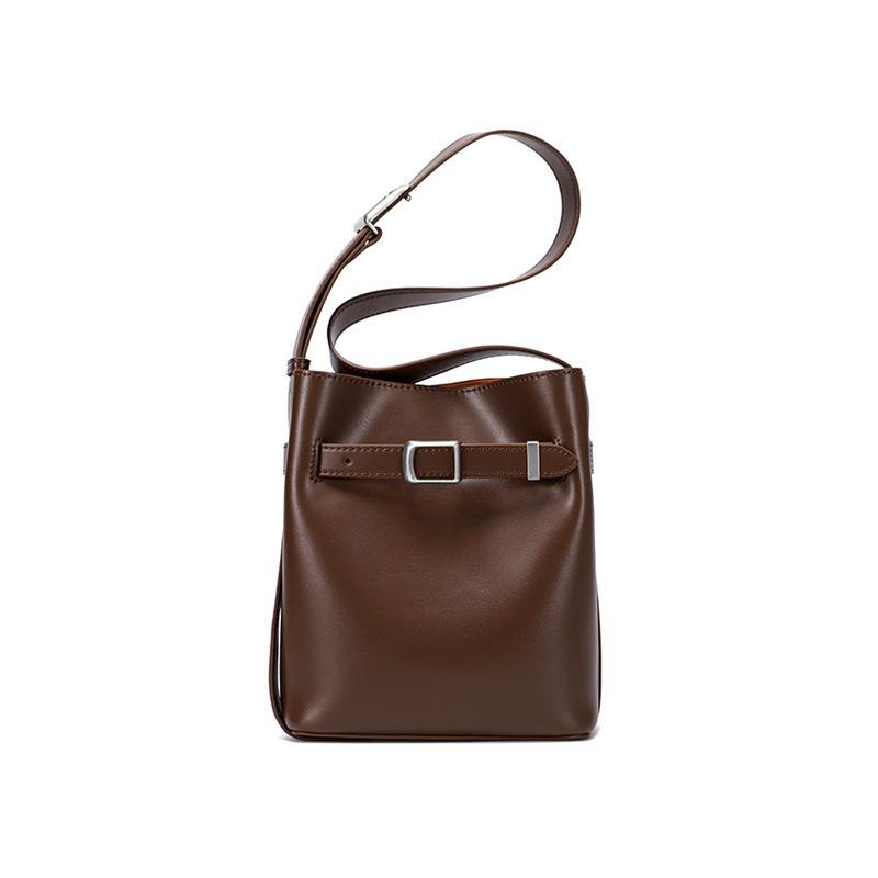 Женская сумка из натуральной кожи Premium Sense Bucket Bag Vintage Cowhide All-in-one Bag Crossbody Bag black VIA ROMA