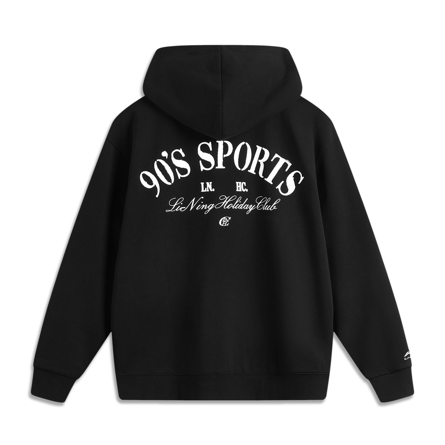 Li-Ning Спортивная серия Lifestyle Fashion Simple Casual Универсальная толстовка с капюшоном и надписью Удобная дышащая свободная толстовка унисекс AWDUB65-4 S black