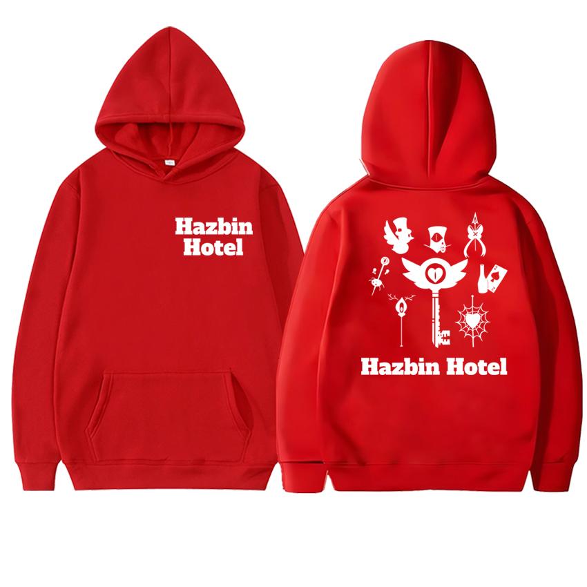 Горячая Распродажа Hazbin Hotel Худи с двусторонней печатью Новые Унисекс harajuku Мультяшный пуловер Мужчины женщины Флис Повседневная толстовка 3XL красный CHARM CLOTHINGS