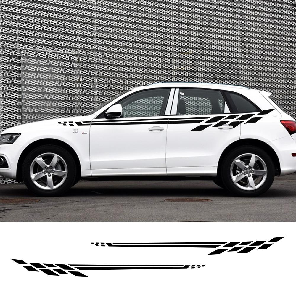 Универсальные автомобильные боковые наклейки на талию для BMW Dacia FIAT Honda Nissan Hyundai Mercedes Seat Smart SUV в полоску, тюнинг Glossy Black gray 91340811MA8PJ6E89R
