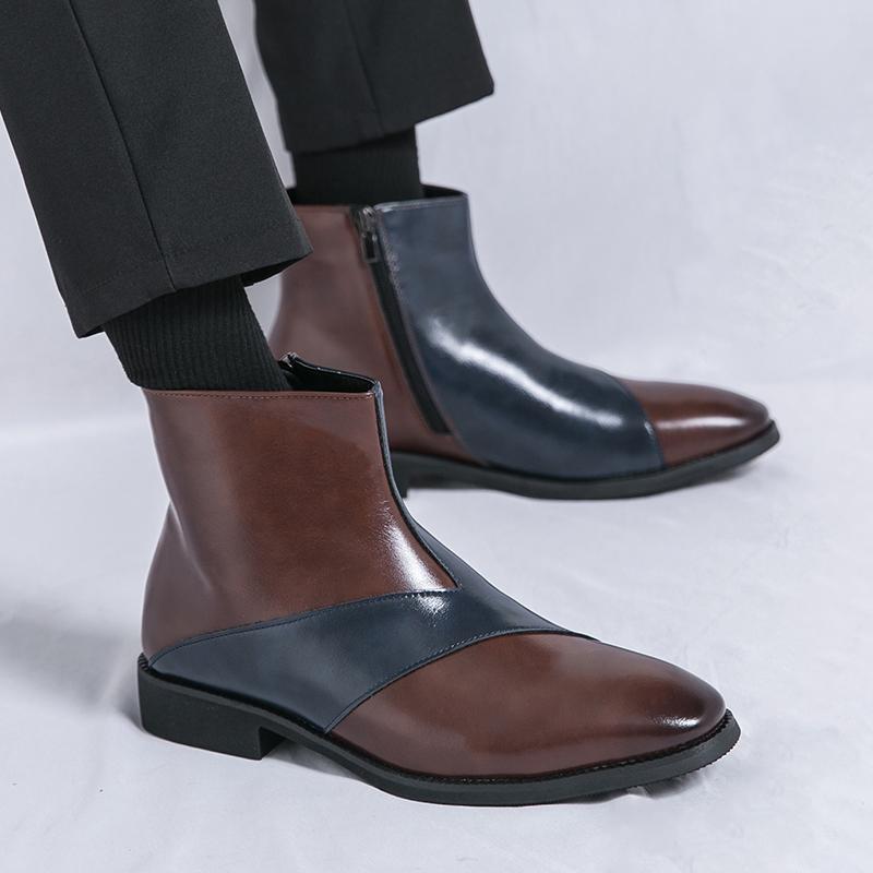 Мужские кожаные ботинки модные Simplicity Pointed Toes Ботильоны для платья Ботильоны Мужские модные высокие ботинки Вечерние мужские туфли на плоской подошве Деловая обувь 38 синий Shoe Gallery