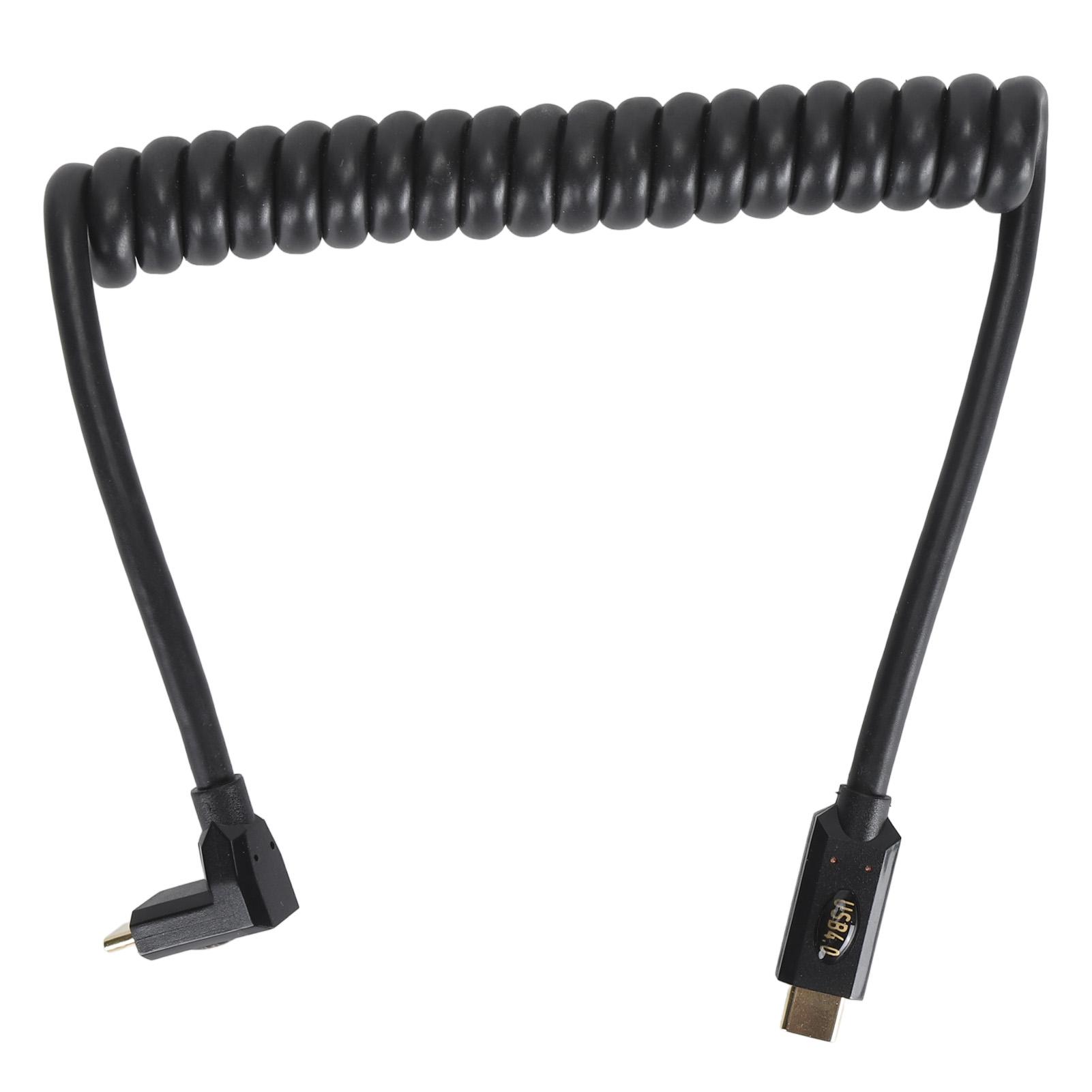 Скручивающийся кабель USB Type C — C 3,3 фута 40 Гбит/с Поддержка 8K UHD Быстрая зарядка USB 4.0 Передача данных black DIYelecs
