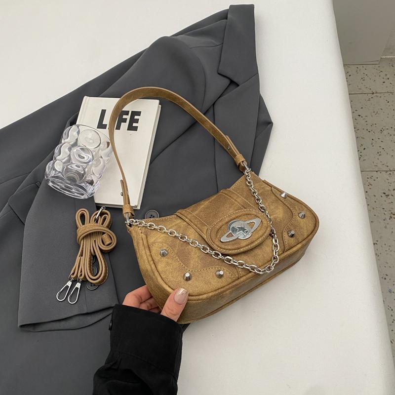 Маленькие сумки через плечо из искусственной кожи для женщин CHAIN Underarm Bag Сумки и кошельки Модная сумка через плечо хаки world play