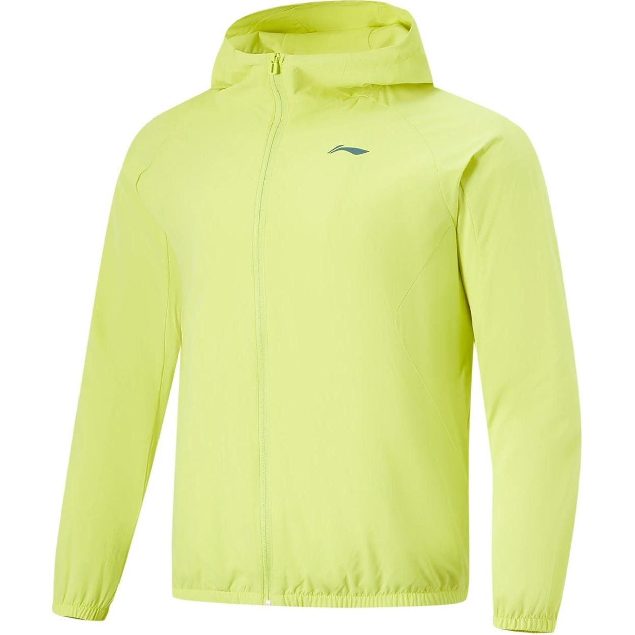 Li-Ning Удобная Повседневная Водоотталкивающая Флисовая Подкладка Капюшон Молния Ветровка Мужская Верхняя Одежда Желто-зеленый AFDU089-9 XL yellow