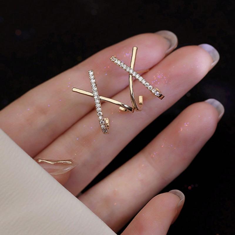 Серьги-пусеты с закручивающимся замком, украшенные стразами one-size золотой YJSTY