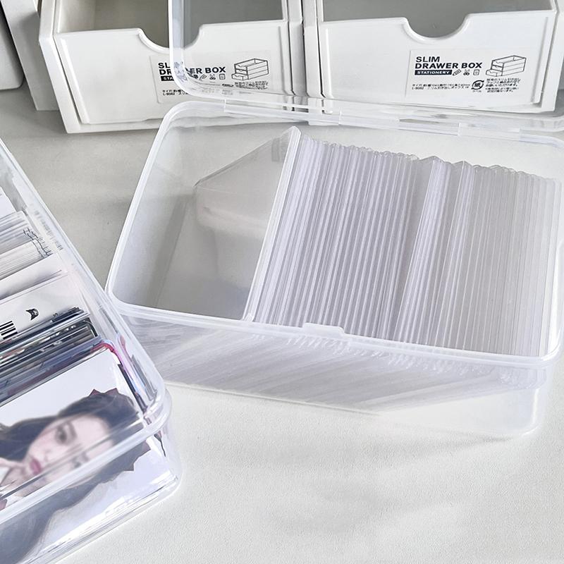 Коробка для хранения фотокарточек Прозрачные наклейки Держатель для карточек Korea Idol Настольный органайзер для хранения Классификационная коробка Канцелярские принадлежности 10x10.5x9cm gray Chanyix