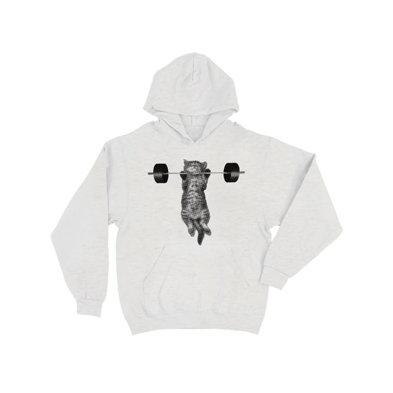 American Weightlifting Cat Cute Fun Printed Heavy Hooded Sweater Men s and Women s Loose Niche Fleece Hoodie M black XIXI Fashion