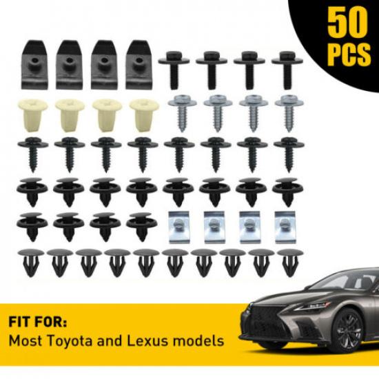 50PC Under Clips Cover Underbody Mudguard Engine Screws Shield For Toyota Lexus black aaadff