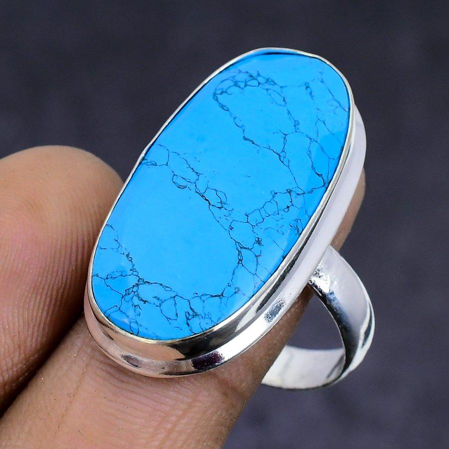 Кольцо из бирюзового серебра 925 пробы в подарок Santa Rosa, размер 10,5 e0Y52 blue 925Silvericeland