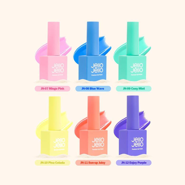 Гель-лак для ногтей Jello Jello Summer Color Gel Edition, набор из 6 цветов, KBeauty, Премиальный бренд гель-лаков, Корейская косметика, образец blue