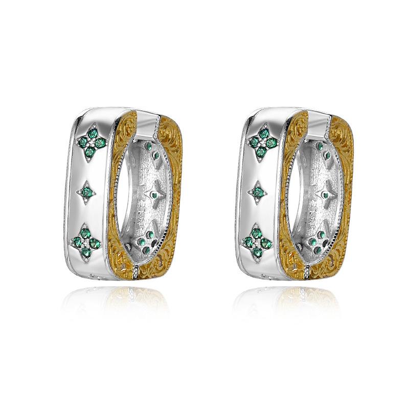 Универсальные золотые пуговицы Tangcao Green Gentle Wind Star-mang для женских сережек Niche Design Light Luxury High-end gray Original jewelry design