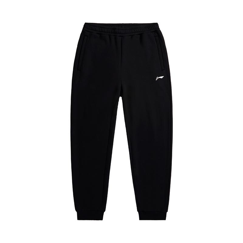 Li-Ning Solid Color Loose Fleece Cuffed Knit Sports Pants Men Bottoms Black AKLUE33-1 M black