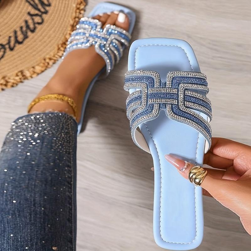 Женские сандалии на шнуровке, инкрустированные кристаллами 35 синий Besshoes