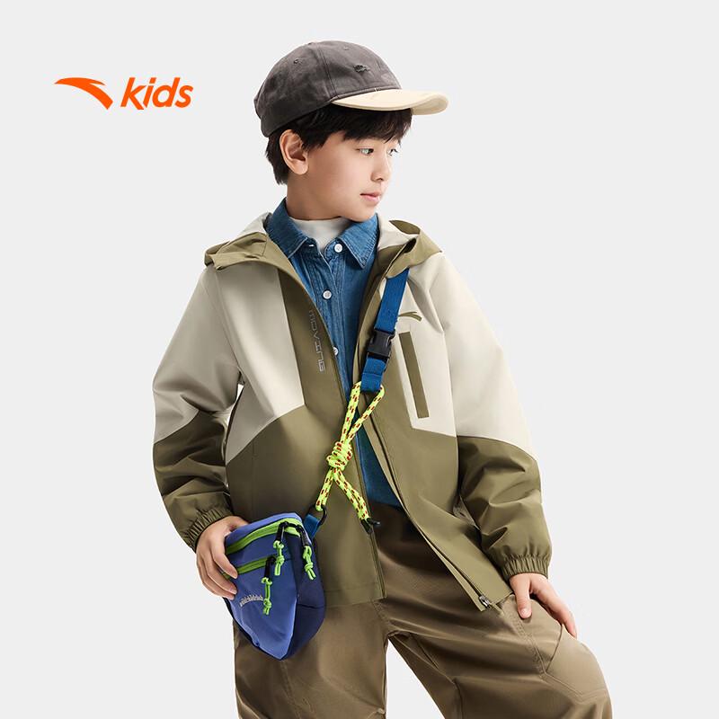 Детская ветрозащитная спортивная куртка с капюшоном Anta 101 gray