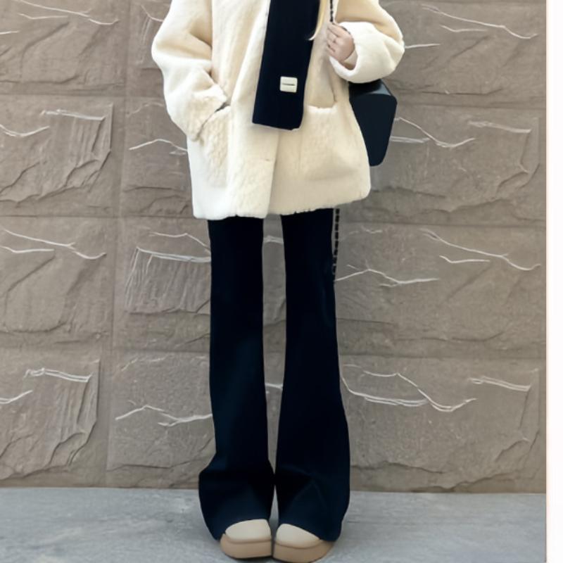 New Black Bell-bottom Pants for Women In Spring and Summertime High Waist Slim Small American Suit Horseshoe Flare Pants for For Women S gray PP1