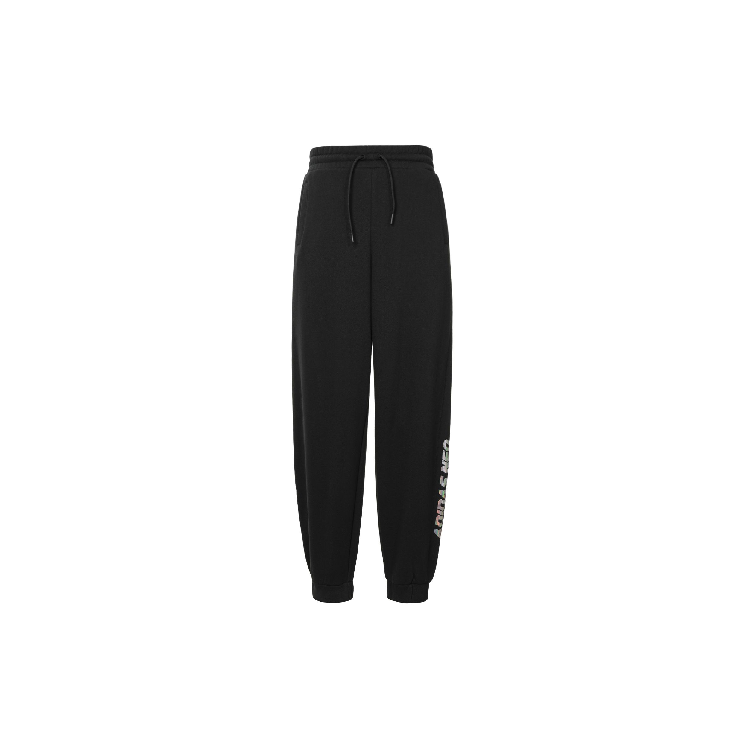 Adidas Трикотажные спортивные брюки с манжетами и принтом Neo Letter, женские брюки черного цвета H16299 L white