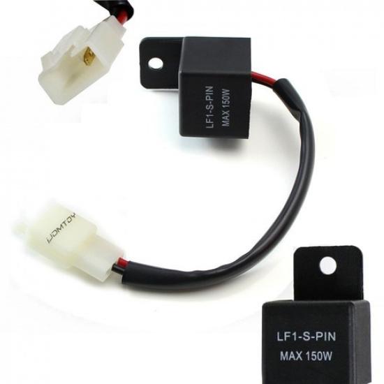 2-Pin Electronic LED Flasher Relay w/ Adapter Fix Hyper Flash Turn Signal Bulbs black R-Atodfd