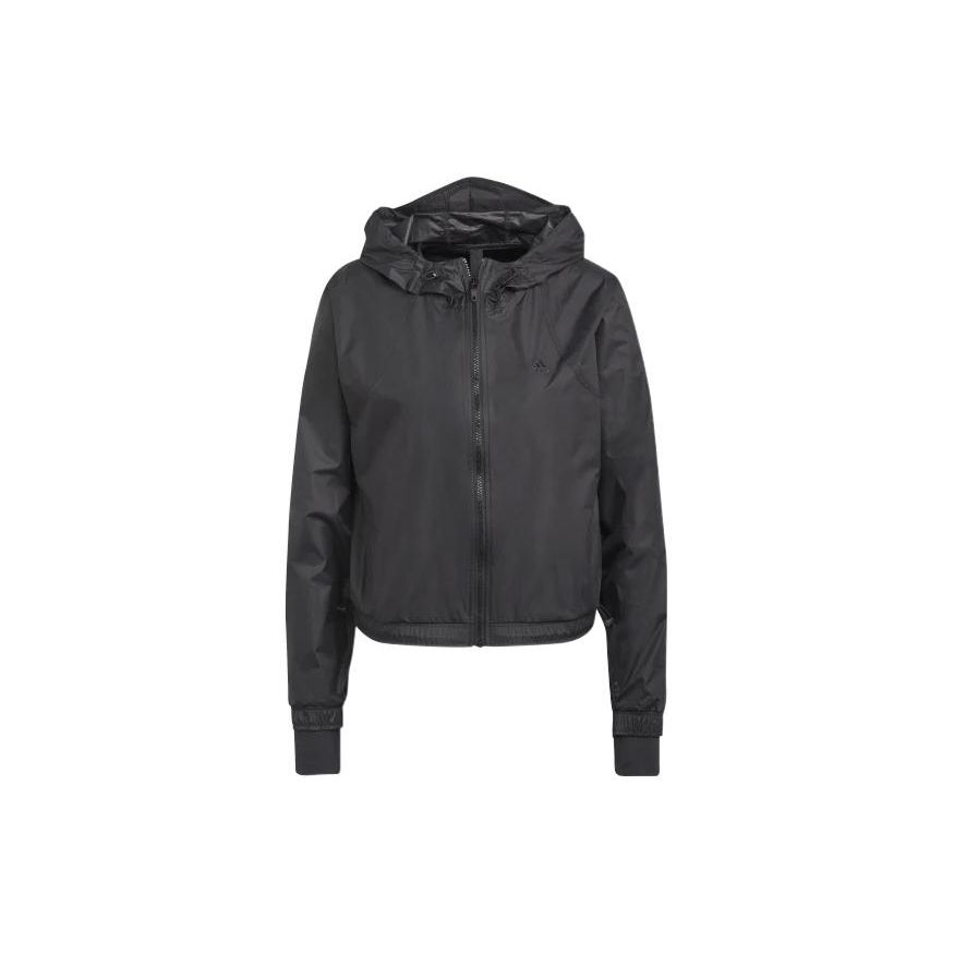 Adidas Толстовка с капюшоном на молнии с однотонным логотипом, женская куртка черного цвета H59070 L black