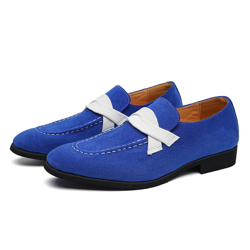 British style Elegant Men s Shoes Plus size 48 Stylish Blue Suede Leather Shoes Men Autumn Slip On Casual Formal Loafers for Men 38 blue Foot Living