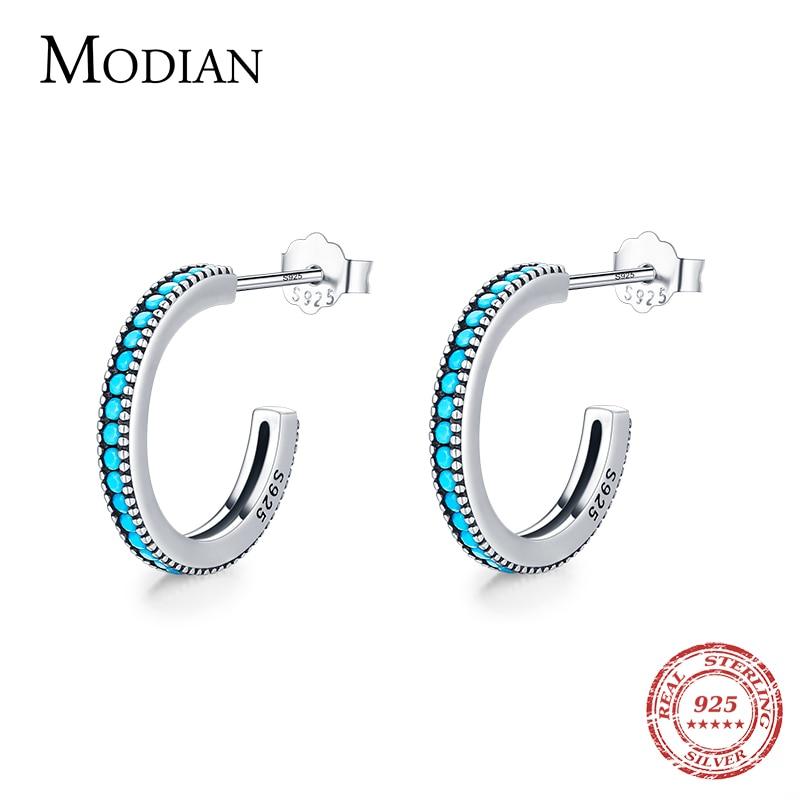 Modian 100% стерлингового серебра 925 пробы круглые винтажные элегантные женские серьги-гвоздики с натуральной бирюзой для женщин изящные ювелирные изделия Brincos gray Green Harvest
