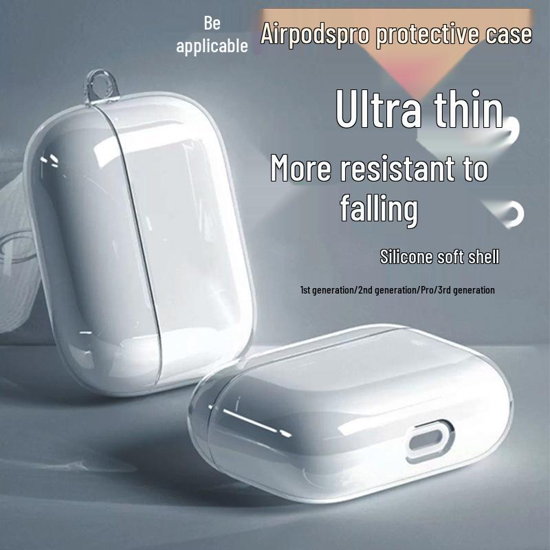 Прозрачный защитный чехол Soft Shell AirPods Pro 2, подходящий для наушников Apple — чехол 4-го и 5-го поколения AirPods4 [No ear hook] gray TopSky