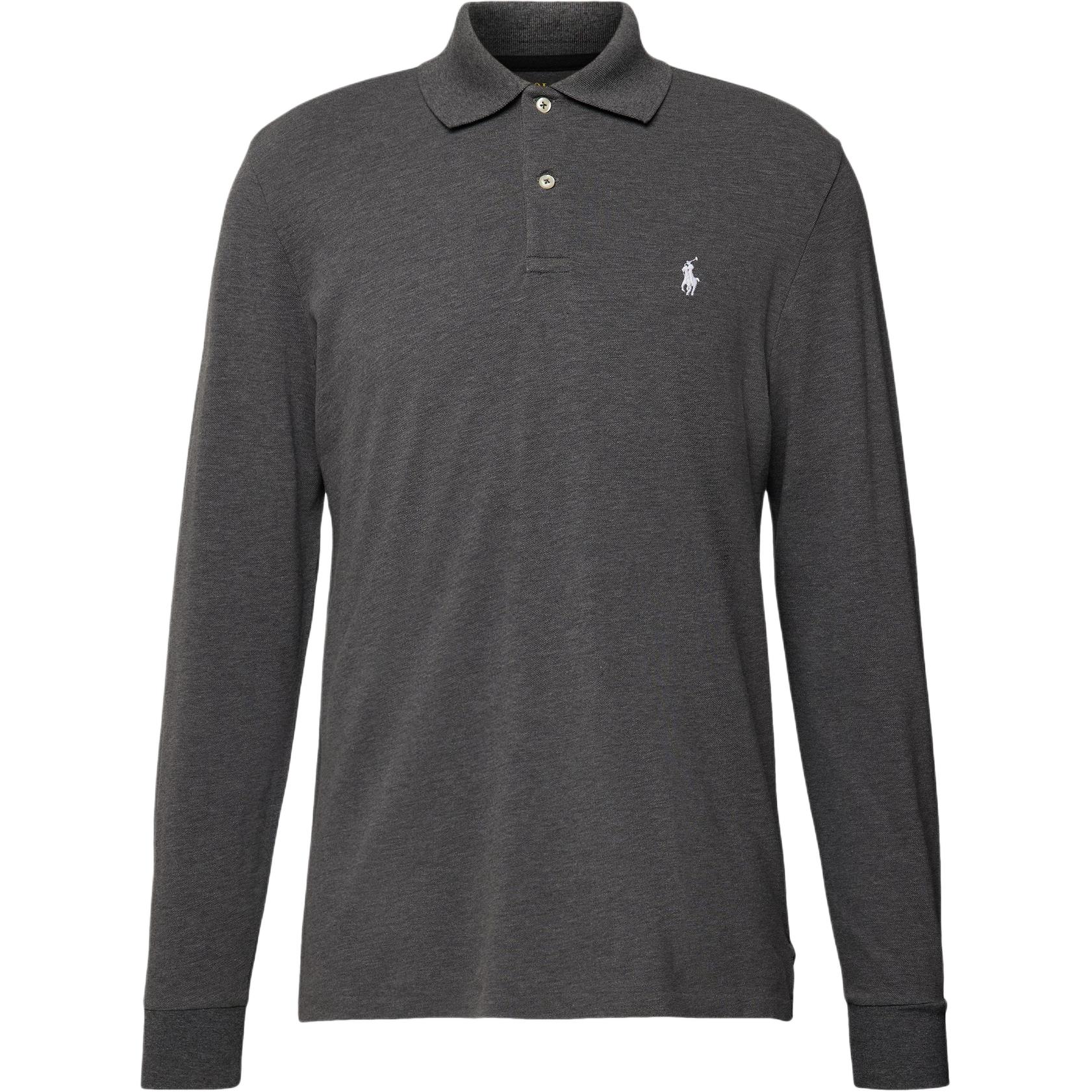 Polo Ralph Lauren однотонная рубашка поло с длинным рукавом и вышитым пони мужские топы средне-серый 710680790-040 S black