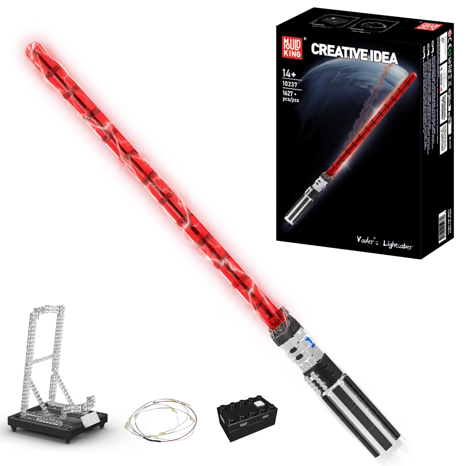 Mould King 10237 Конструктор Sci-Fi Saber, Коллекционная модель в стиле Темного Воина, Креативная игрушка-конструктор для взрослых и подростков от 14 лет (1627 г. black Trendy Japanese products