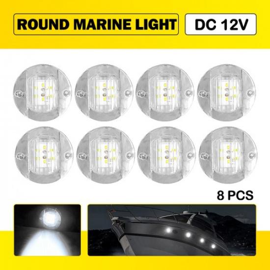 8X White Round Marine Boat LED Courtesy Lights Cabin Deck Stern Navigation Light white dfvbnmf