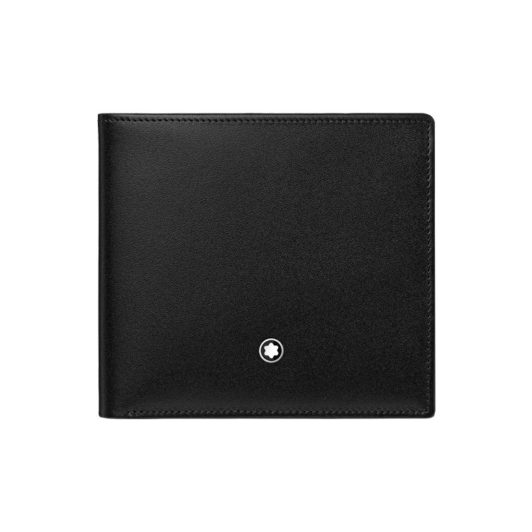 Montblanc Кожаный кошелек с тиснением под зерно Мужской кошелек Черный 126206 Gift Set(Basic Set+Box+Shopping Bag) black