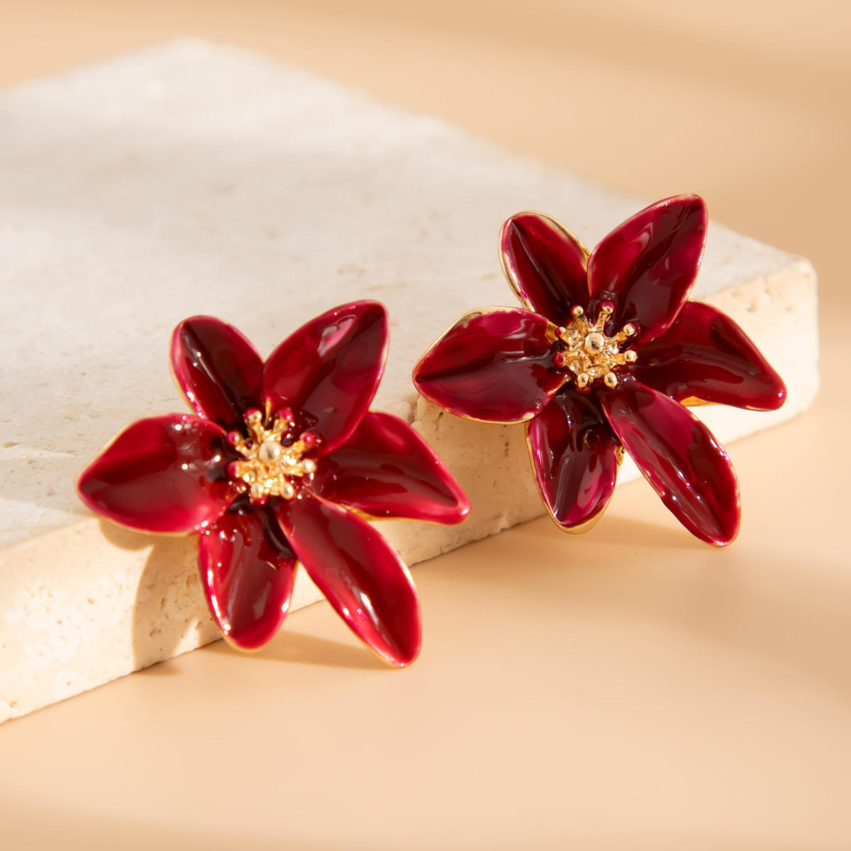 Серьги-гвоздики с серебряной иглой, капающее масло, цветок, ретро, простые, нишевые серьги brown Green-Fashion home