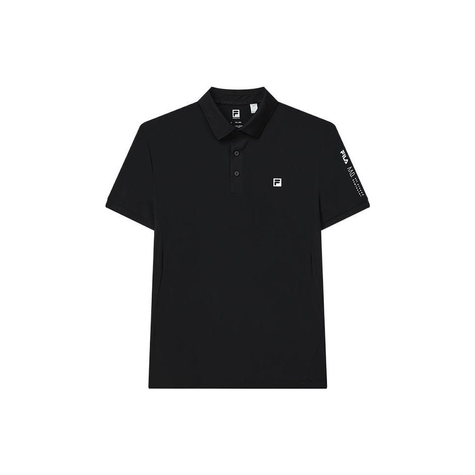 FILA Solid Color Letter Logo Simple Casual Sports Short Sleeve Polo Shirt Men Polo Shirts Black A11M221126F-BK M black