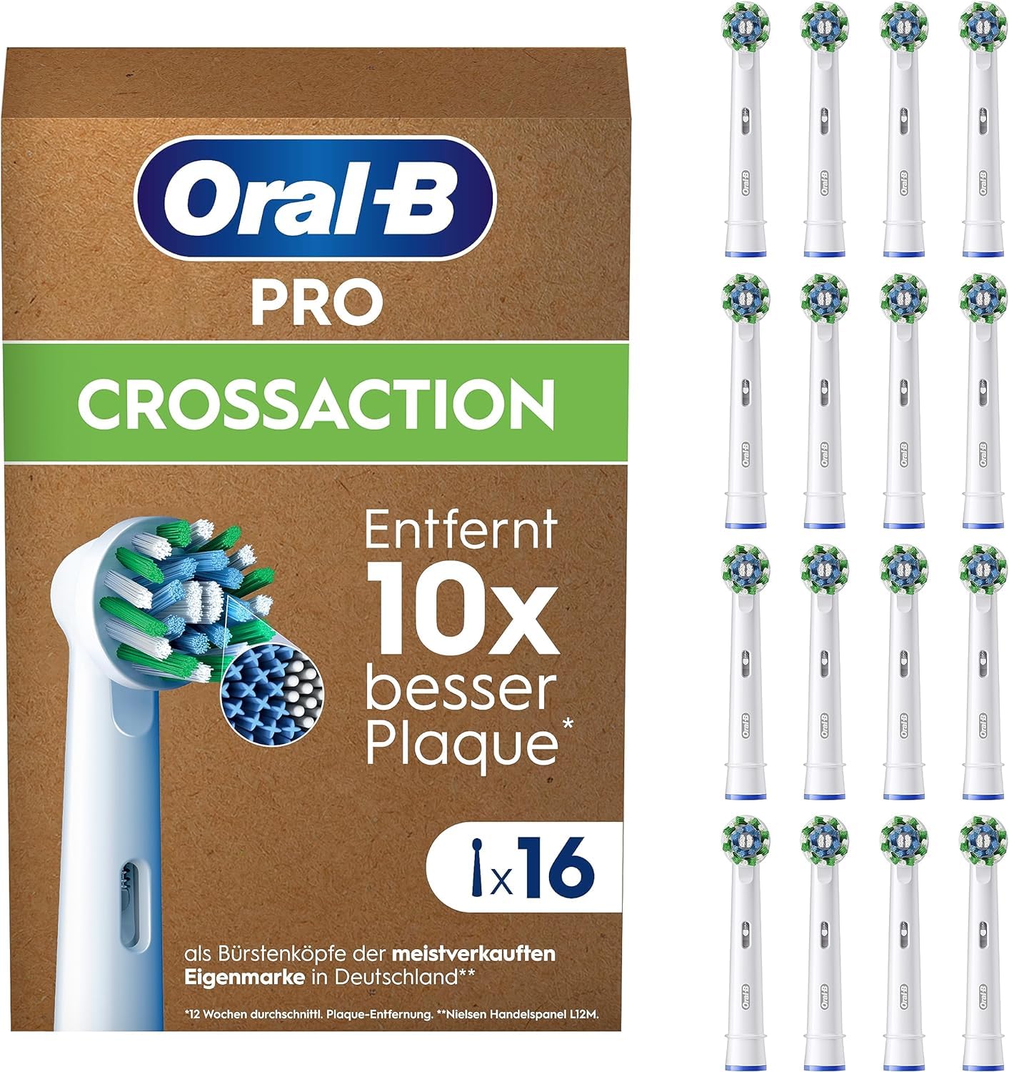 Коричневая электрическая зубная щетка сменная щетка PRO Brush CROSS ACTION 16 шт Oral-B Multi-Action EB50RX-16 [Товар] green GOALMART