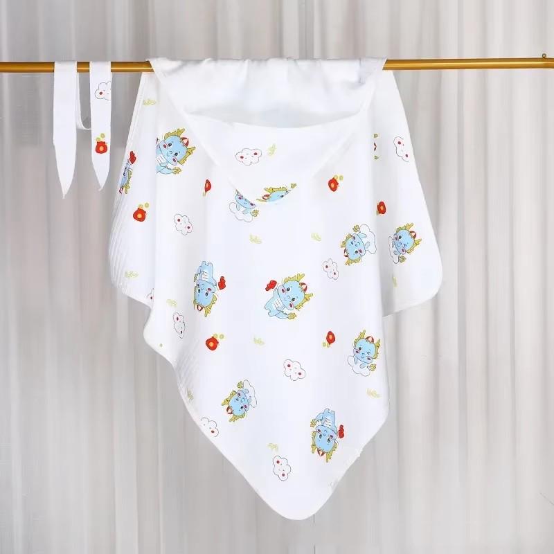 Kawaii Baby Младенческая Хлопковая Безопасная Мягкая Муслиновая Пеленка Одеяло Банное Полотенце Мультяшное Животное Медведь Дракон Подгузник Обертывание Ткань Постельное Белье 85 *85cm white Dummer-Babys
