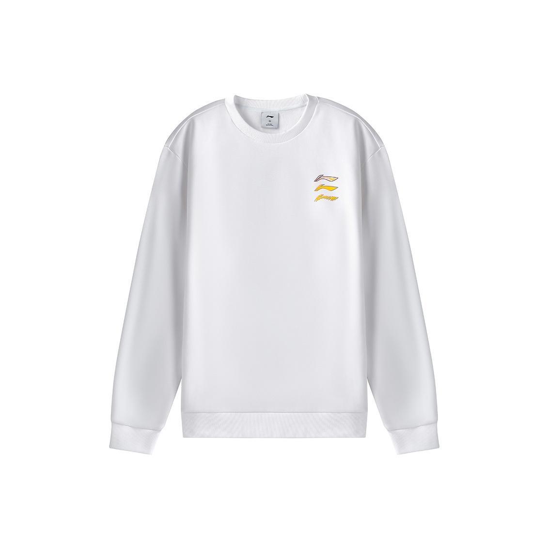 Li-Ning Минималистичный Модный Энергичный Трендовый Свитшот с Круглым Вырезом Спортивный Стиль Жизни Удобный Универсальный Худи Унисекс худи AWDVH01-2 S white