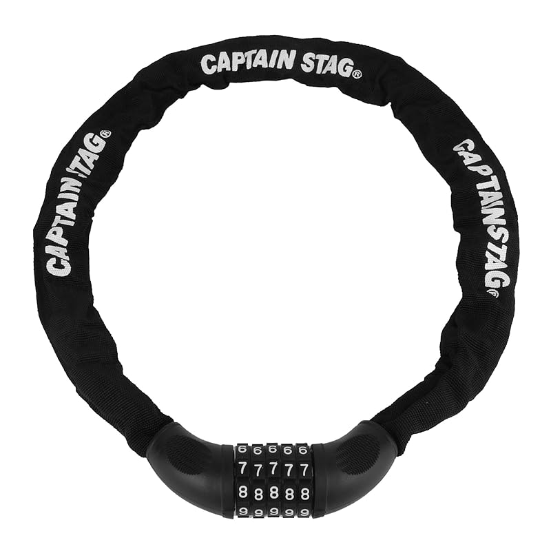 [] CAPTAIN STAG Велосипедный замок Цепной замок с тканевым чехлом, 5-значный кодовый замок с циферблатом, Длина 900 мм, Диаметр 6 мм, Сменяемый код, Черный white SAKURA BLOSSOM ITEMS