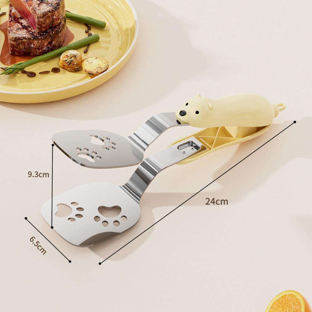 New Stainless Steel Steak Clamps Clip Design Multifunctional BBQ Tongs Cartoon Fish Frying Tongs Kitchen Barbecue жёлтый Cozy Cottage-Relax