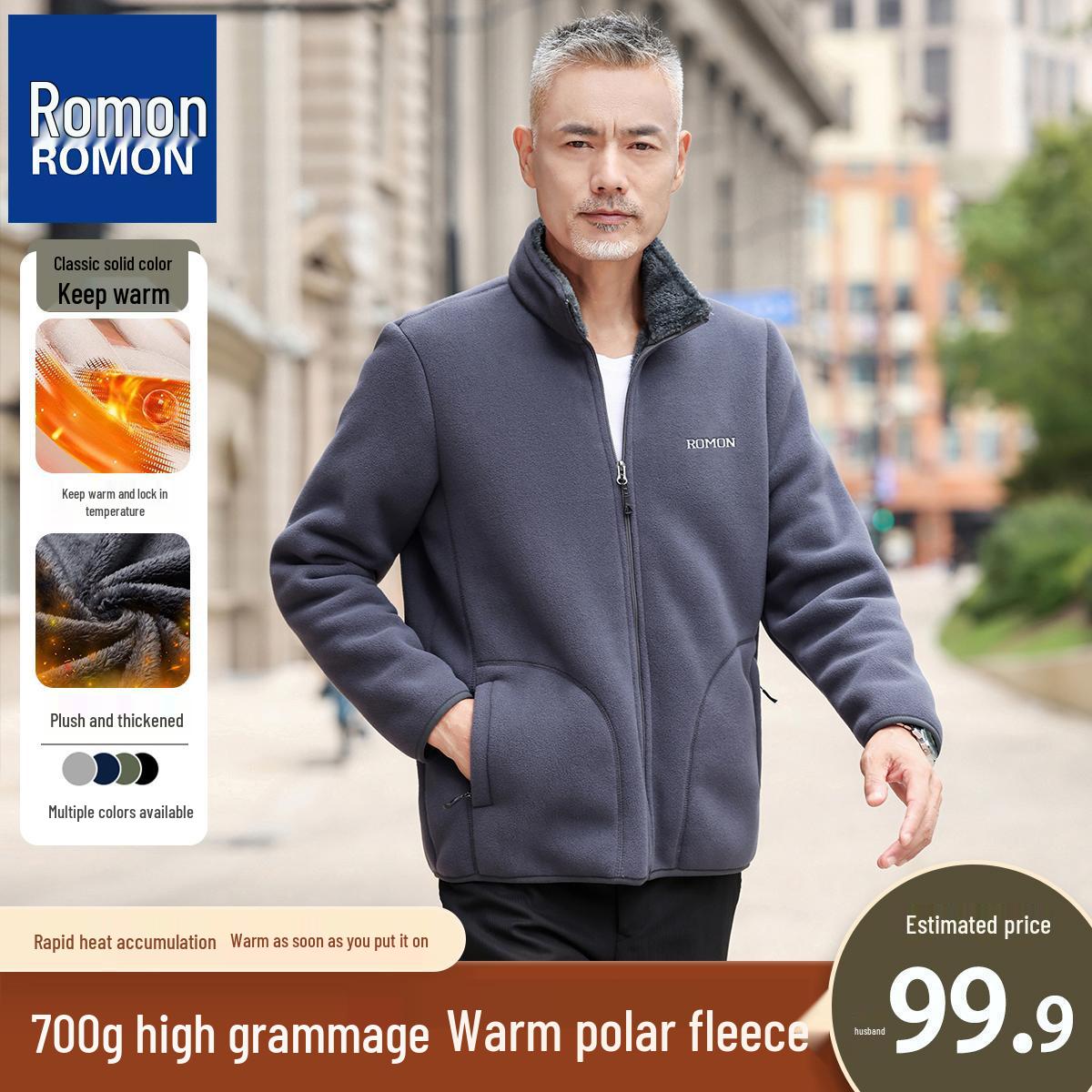 Мужская теплая флисовая зимняя куртка Luomon большого размера 3XL (140-160 jin) gray Discount Market
