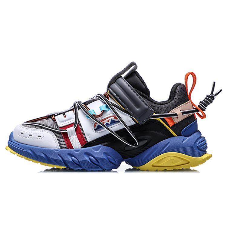 Li Ning Pangu Youth Edition нескользящие амортизирующие износостойкие повседневные кроссовки детские белые черные серые YKCQ194-7 36 black Li-Ning