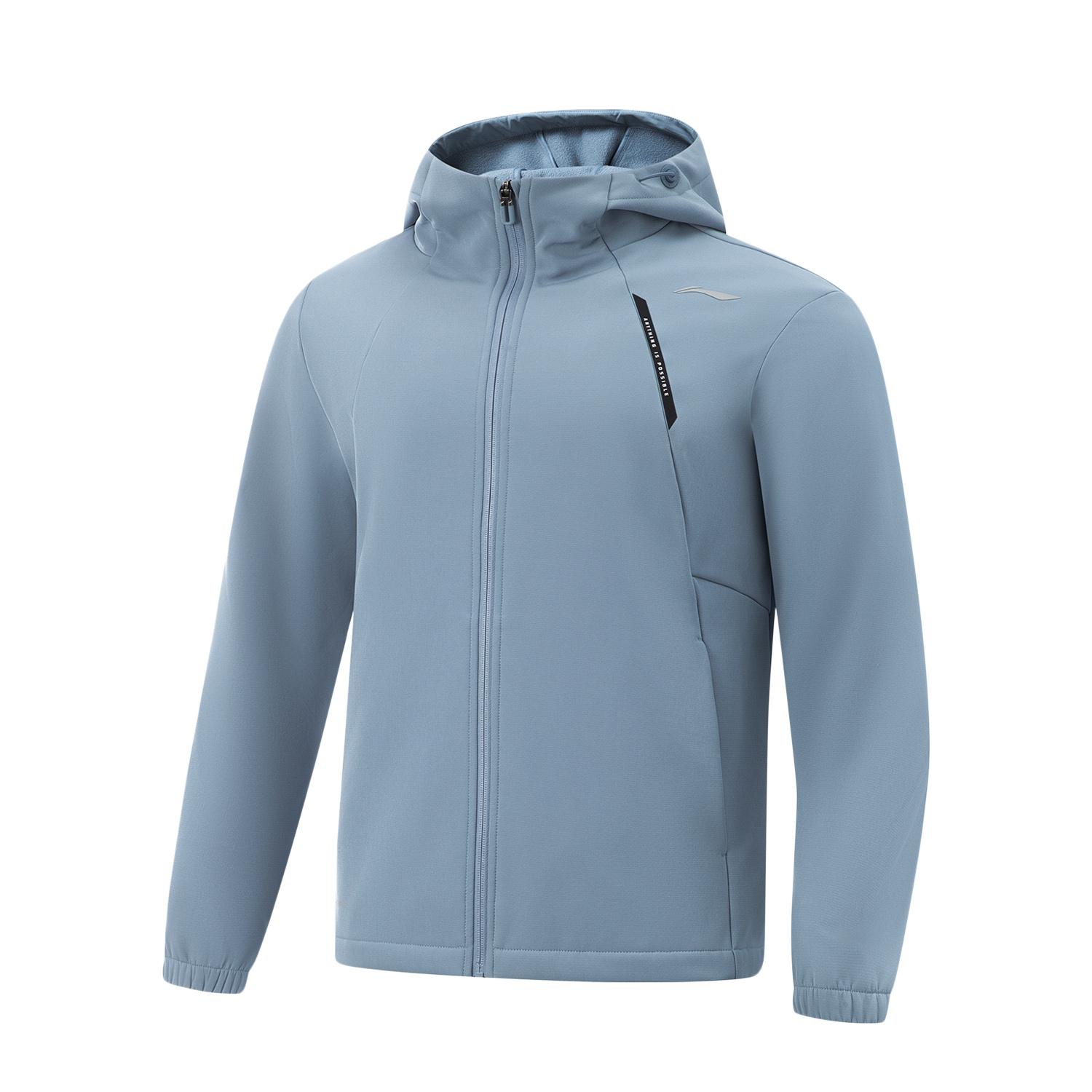 Li Ning Серия Фитнес Водоотталкивающая Теплая Ветровка с Капюшоном Мужская Верхняя Одежда AFDVB33-7 L gray Li-Ning