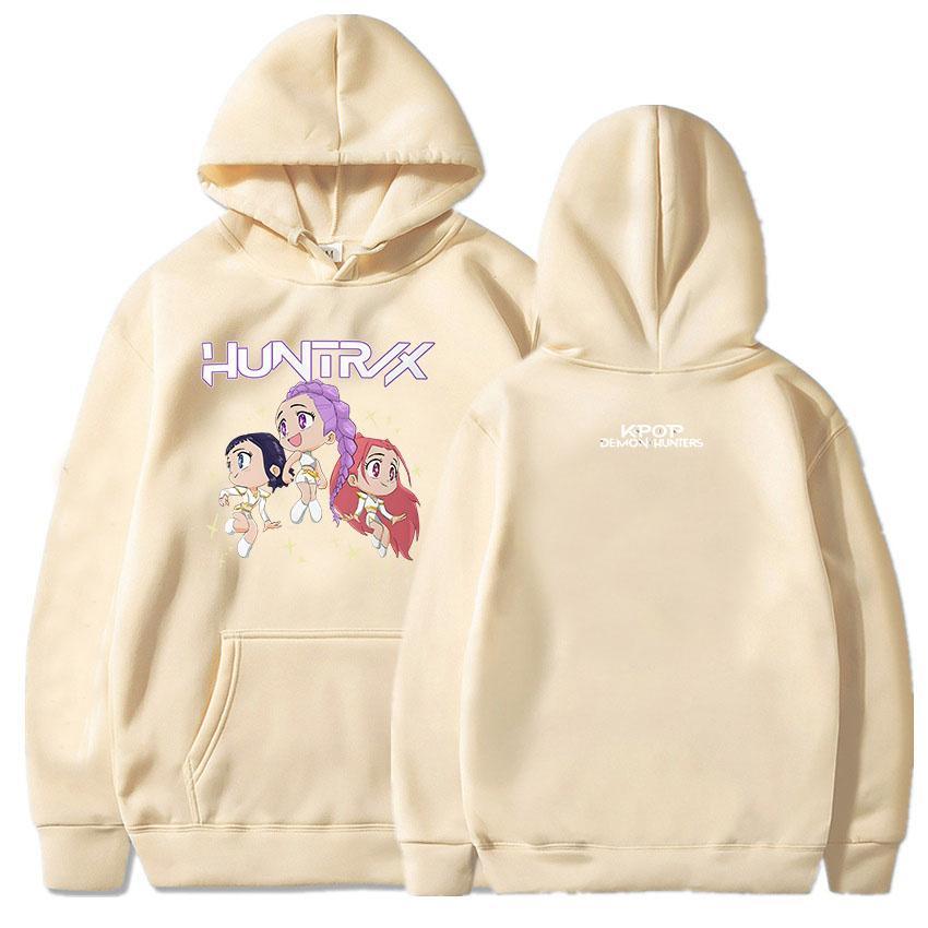 K-pop Охотники на демонов Как видно на мировом турне Huntrix Толстовки Comfort Colors 2025 Графические свитшоты с принтом Женские Sudaderas XS хаки Rice grain childrens clothing factory direct sales