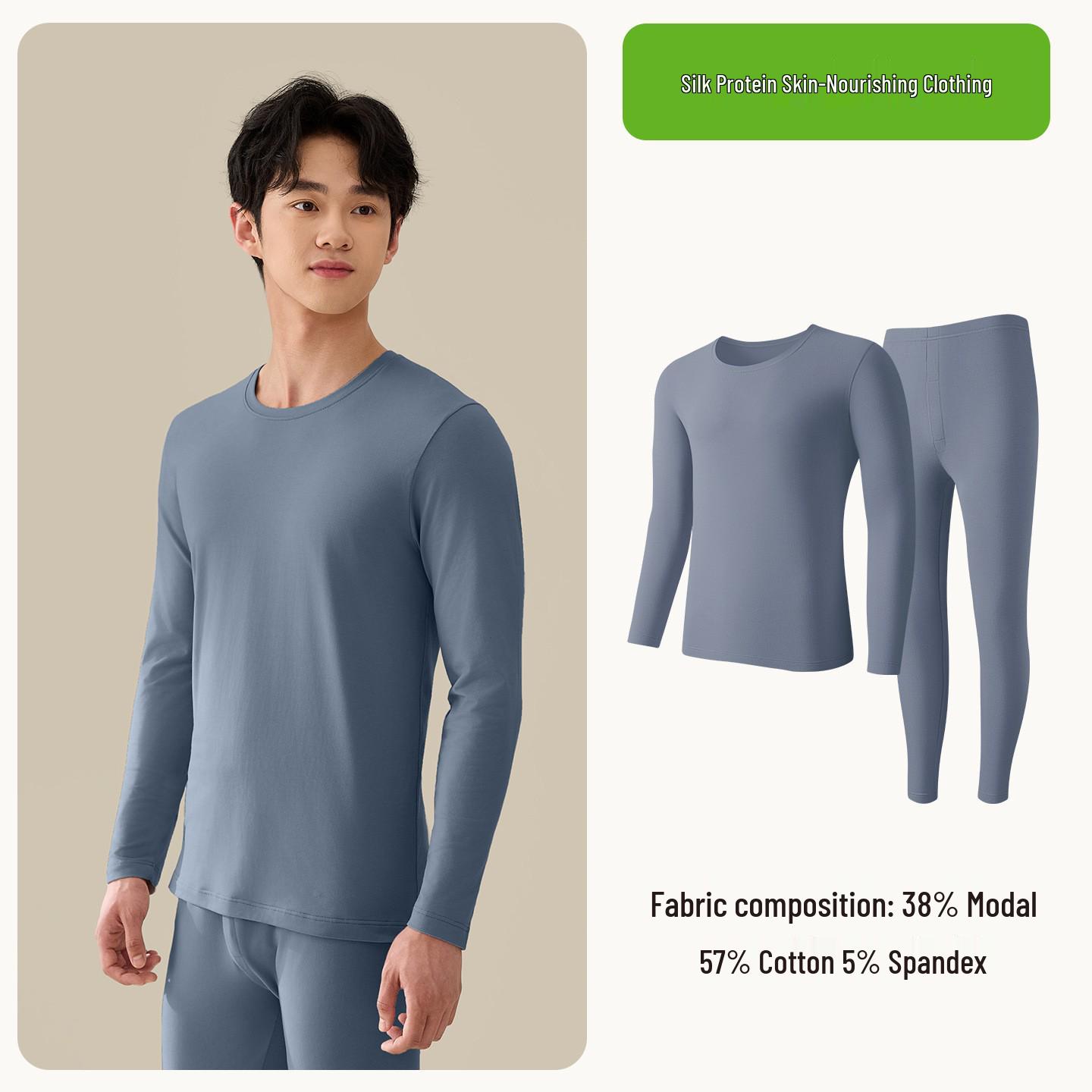 Мужской комплект термобелья из модала с начесом - Легкий хлопок для осени 2XL gray Shopping Party