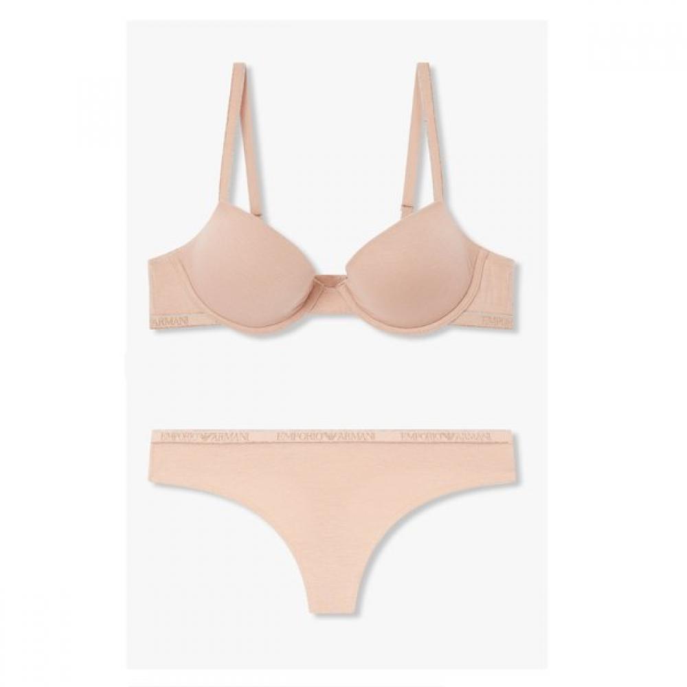 Emporio Armani Съемный Push Up Металлический Бюстгальтер   Спинка-Т Трусики 10505 75A/S beige