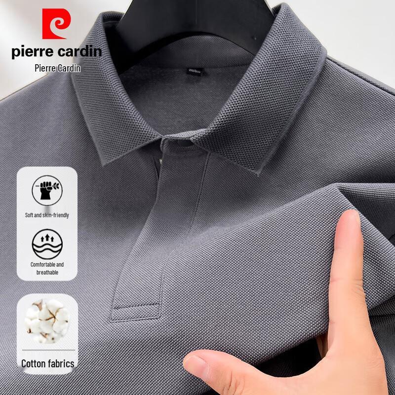 Мужская хлопковая рубашка-поло с длинным рукавом Pierre Cardin 100% хлопок M black JDST SELECTION