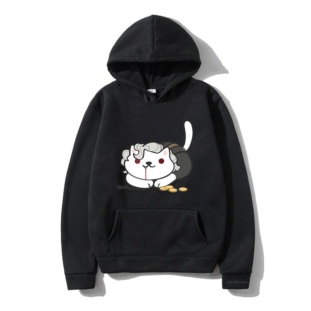 Аниме Astarion Cute Cat Kawaii Одежда Винтаж Ретро Толстовка Унисекс Harajuku Эстетическая Графическая Толстовка Унисекс Уличная Толстовка L black Alice TEE