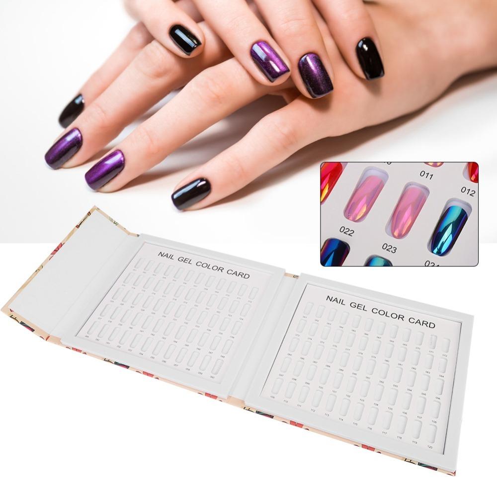 120 Colors Cardboard Organizer Nail Color Display Book Nail Polish Color Swatch Book  For Salon beige aerbnlan