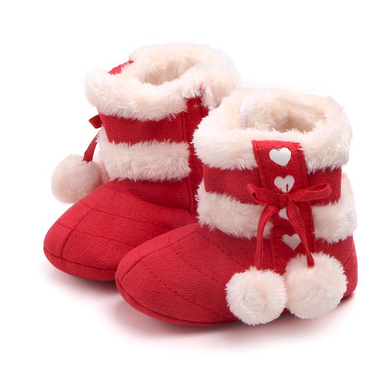Детские ботинки для новорожденных девочек 0-18 месяцев, зимние ботинки, зимние теплые ботинки для мальчиков с твердым мехом 11cm красный MUPLY