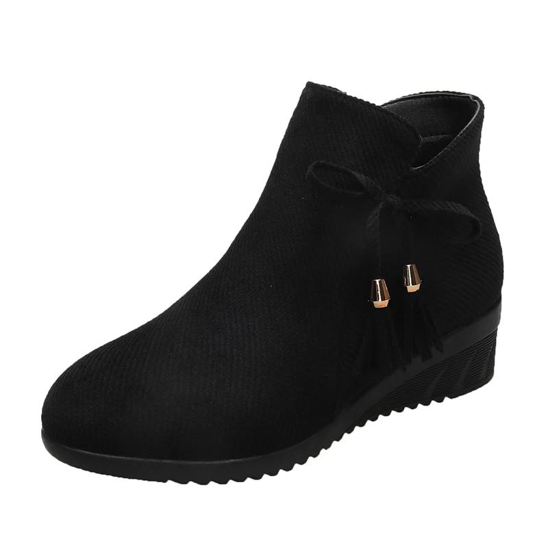 Новые модные ботильоны Naked Boots, однотонные короткие ботинки, женская хлопковая обувь, короткие ботинки, универсальная зимняя обувь на низком каблуке для отдыха на открытом воздухе 35 black Exquisite shoes